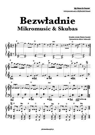 bezwładnie mikromusic skubas piano nuty pianino jak zagrać grosiak fortepian utwory współczesne piosenki znane polskie bezwladnie pdf akordy chords