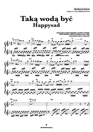happysad taką wodą być piano nuty akordy chords chwyty pdf
