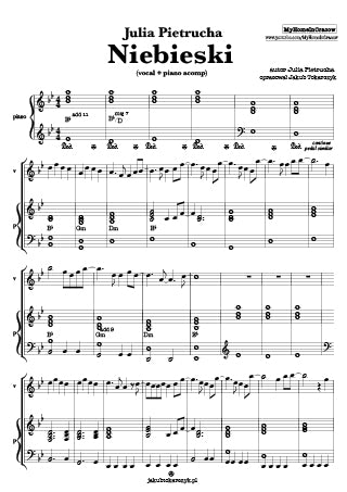 niebieski julia pietrucha nuty piano akordy chords jak zagrać akompaniament