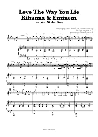 love the way you lie skylar grey rihanna piano notes nuty sheets
