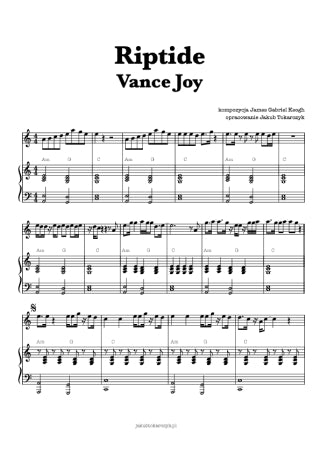 riptide Vance Joy piano pdf notes nuty sheets chords akordy
